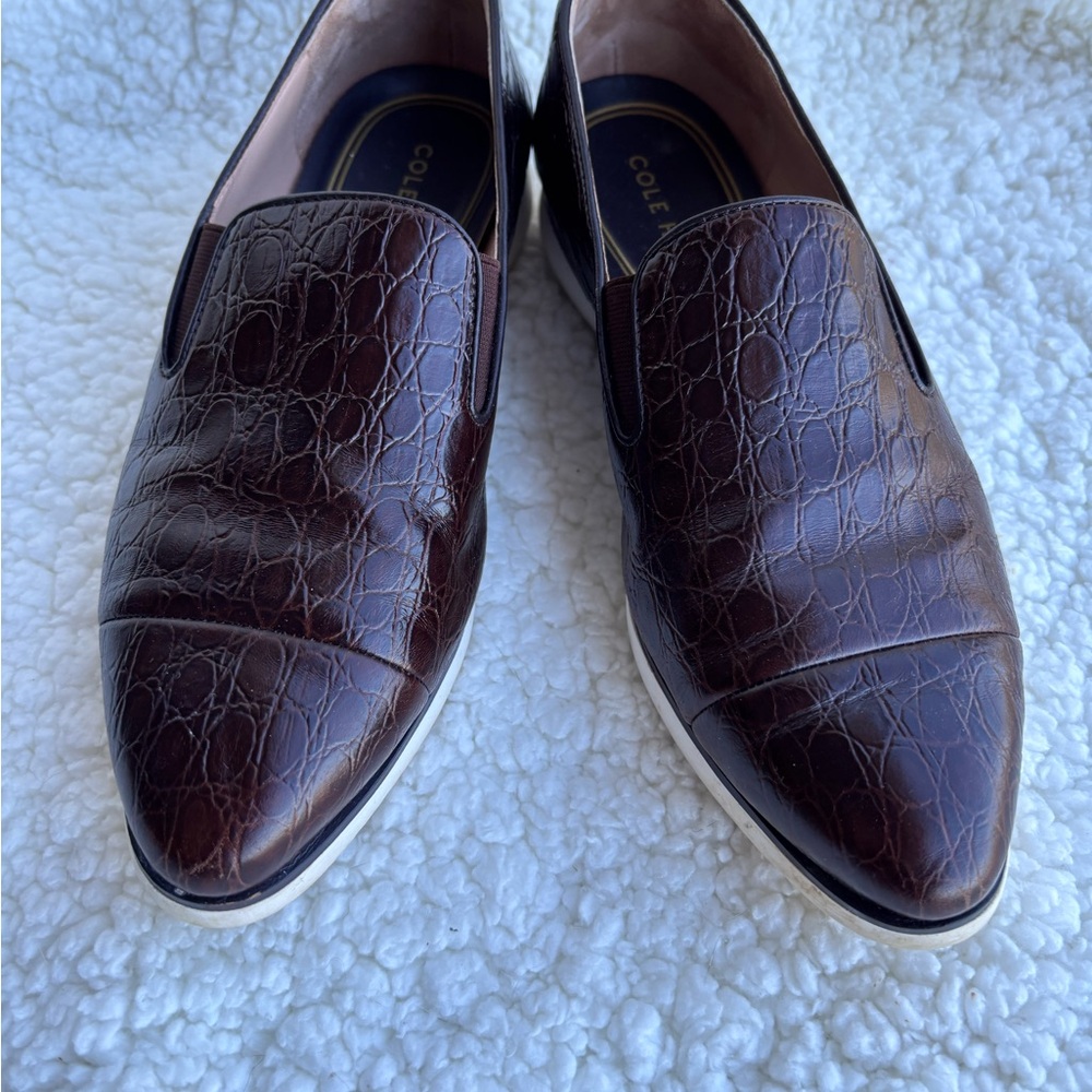 Cole Haan Women’s Dark Brown Textured Loafers